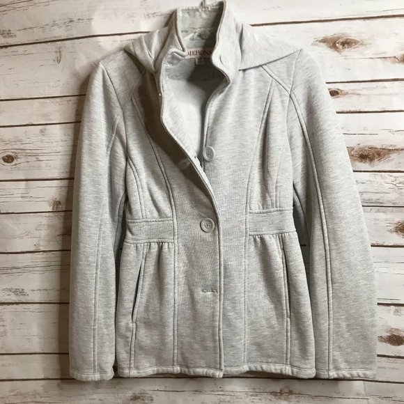 Merona Jackets & Blazers - Merona Grey Peplum Hooded Sweat Jacket